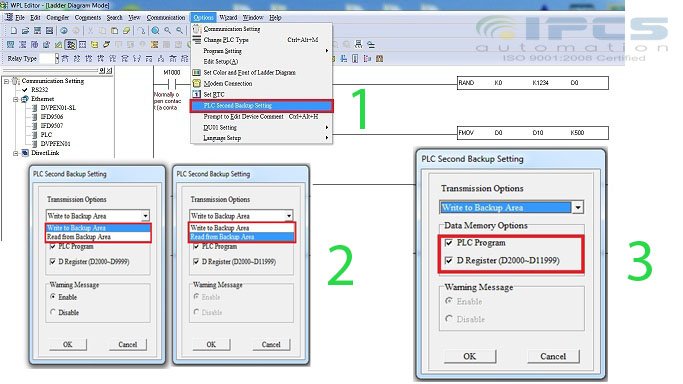 How do I set up a Delta PLC permanent backup mechanism?